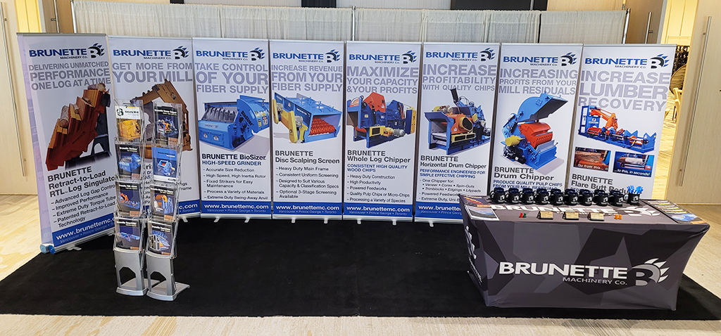 Photo shows image of Brunette Machinery's booth set-up at COFI 2022 Annual Convention